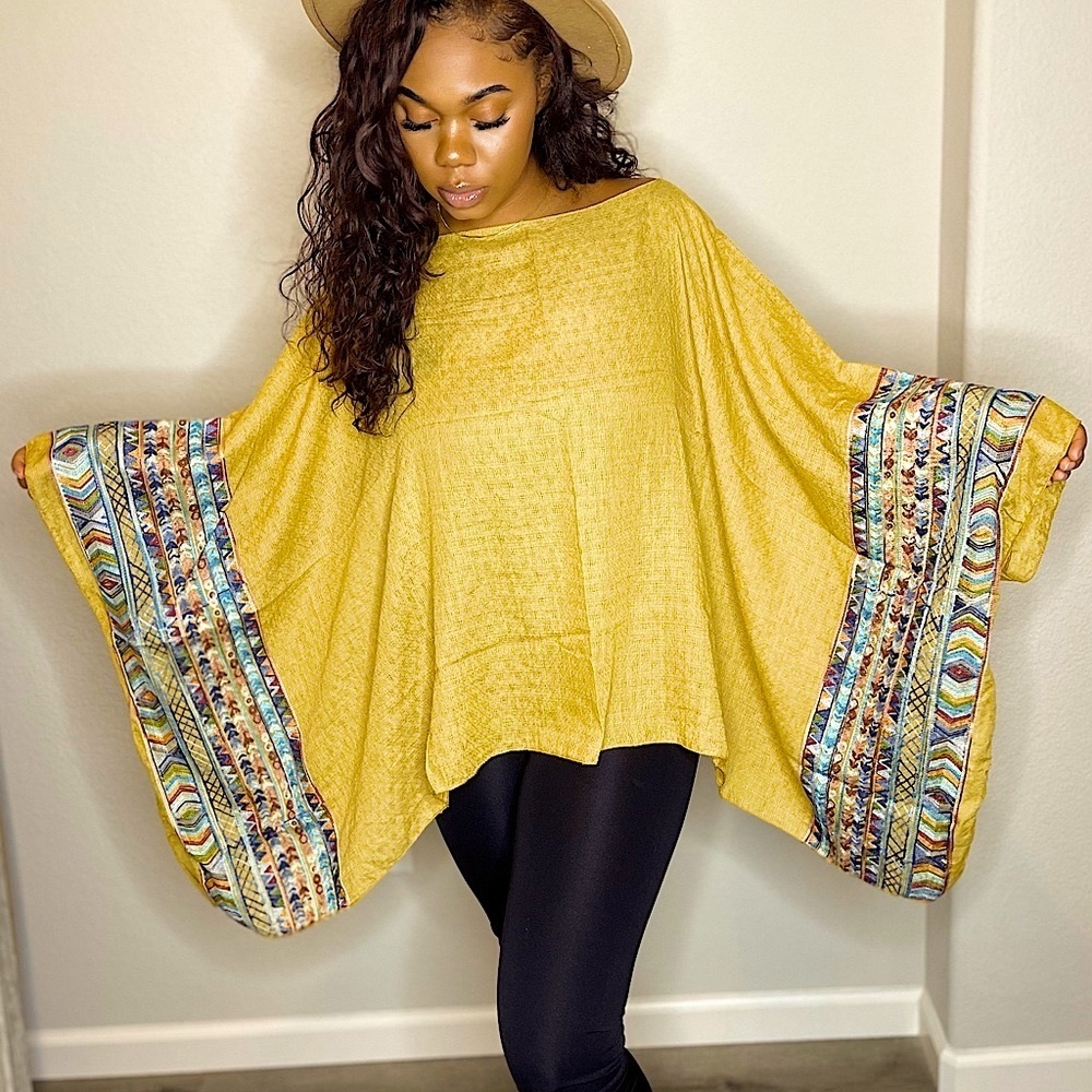 Embroidered Poncho Top